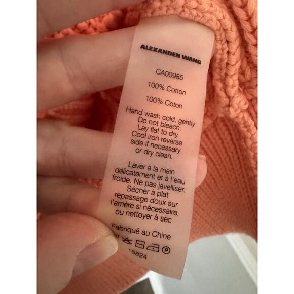 T Alexander Wang Deep V-Neck Knit Sweater Salmon Coral Size Medium - Picture 6 of 6